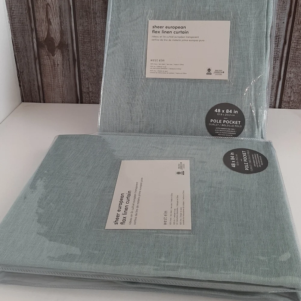 *West Elm Sheer European Flax Linen Pole Pocket Panels 84